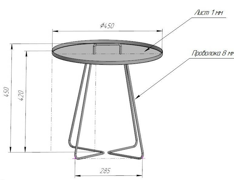 Кофейный столик круглый 45x45 см черный Sheffilton - фото №2