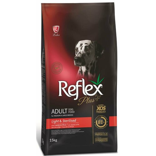 Reflex средних и крупных пород PLUS Medium Large Breed Light & Sterilised Dog Food Lamb and Rice облегченный с ягненком и рисом (15 кг) симпсон дж клиническое питание собак и кошек