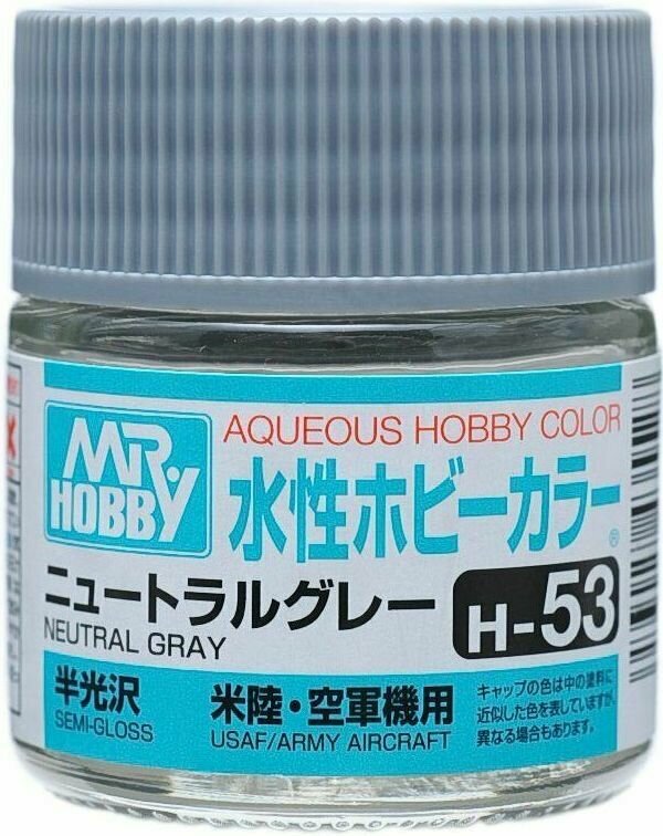 фото MR.HOBBY Краска акриловая на водной основе полуматовая H 53 Нейтральный серый (NEUTRAL GRAY), 10мл
