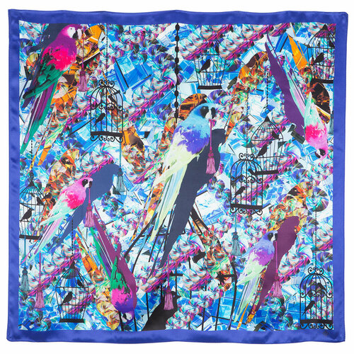 Платок Павловопосадская платочная мануфактура,89х89 см, фиолетовый, синий