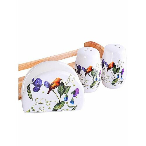 Набор для специй на подставке Loraine Птичка доломит 4 предмета 1048₽