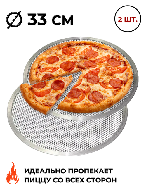 Сетка для пиццы диаметр 33 см, набор из 2 шт, алюминий, форма для пиццы, противень для пиццы, экран для пиццы, скрин для пиццы, противень круглый