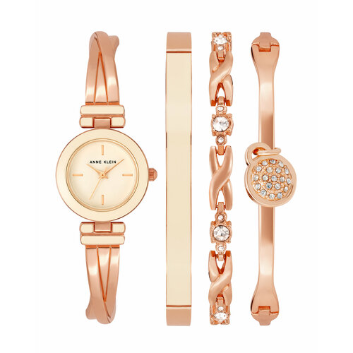 Наручные часы ANNE KLEIN Box Set 3284LPST, розовый poche серебристый браслет с карабином розового цвета и звеньями с эмалью