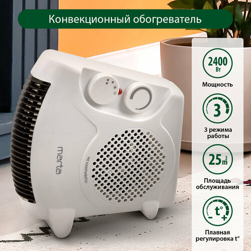 Тепловентилятор MARTA MT-FH2526A белый жемчуг 131600₽