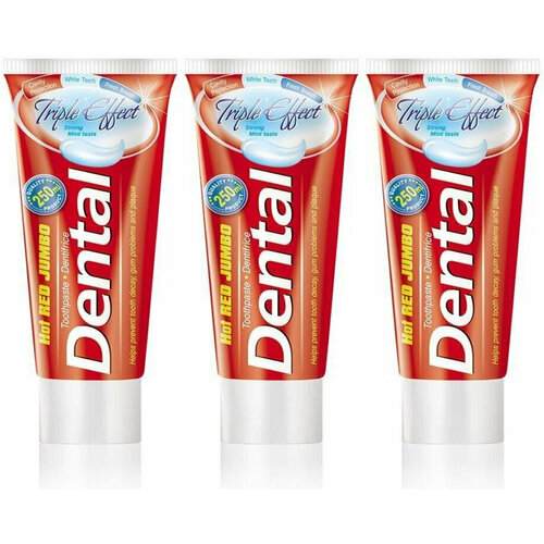 Rubella Зубная паста Dental Hot Red Jumbo Triple effect, 250 мл, 3 шт