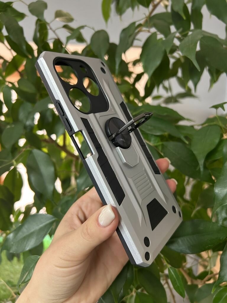 Чехол противоударный для Tecno Spark 10 Pro / Техно Спарк 10 Про military (Серебристый) — фото 1