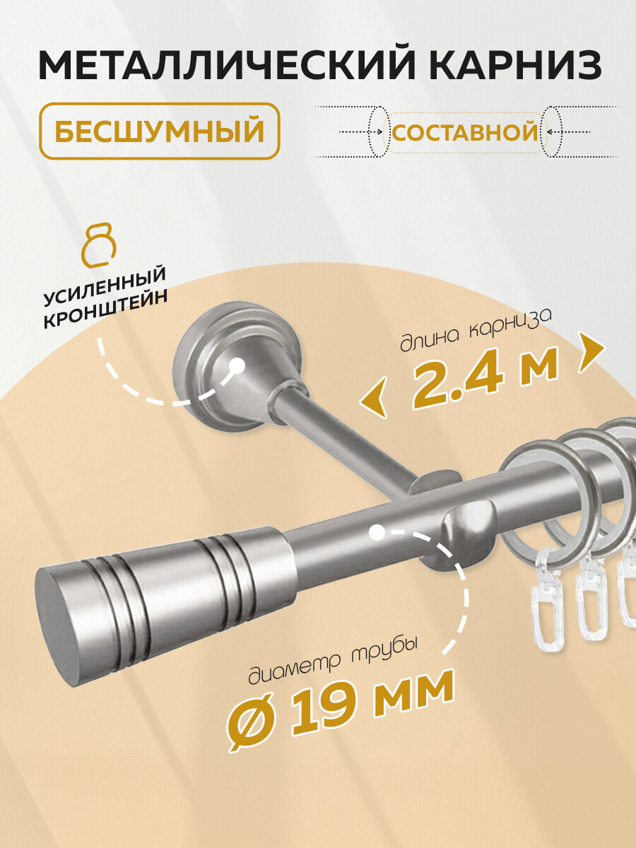 Карниз для штор настенный круглый двухрядный металлический бесшумный mirtex premium