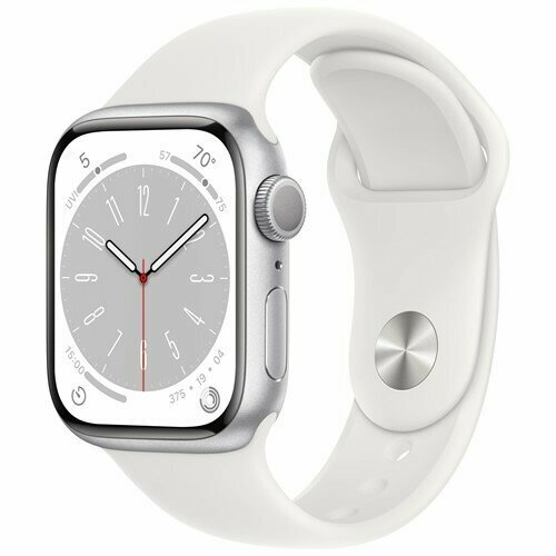 Умные часы Apple Watch Series 8 45 мм Aluminium Case GPS, silver/white Sport Band