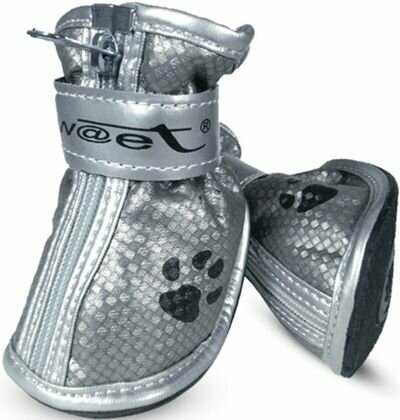 Petmax Ботинки для собак M с лапкой, серебряные - фото №5