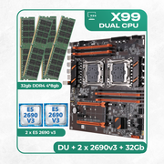 Комплект материнской платы X99: ZX-DU99D4 + 2 x Xeon E5 2690v3 + DDR4 32Гб 4х8Гб