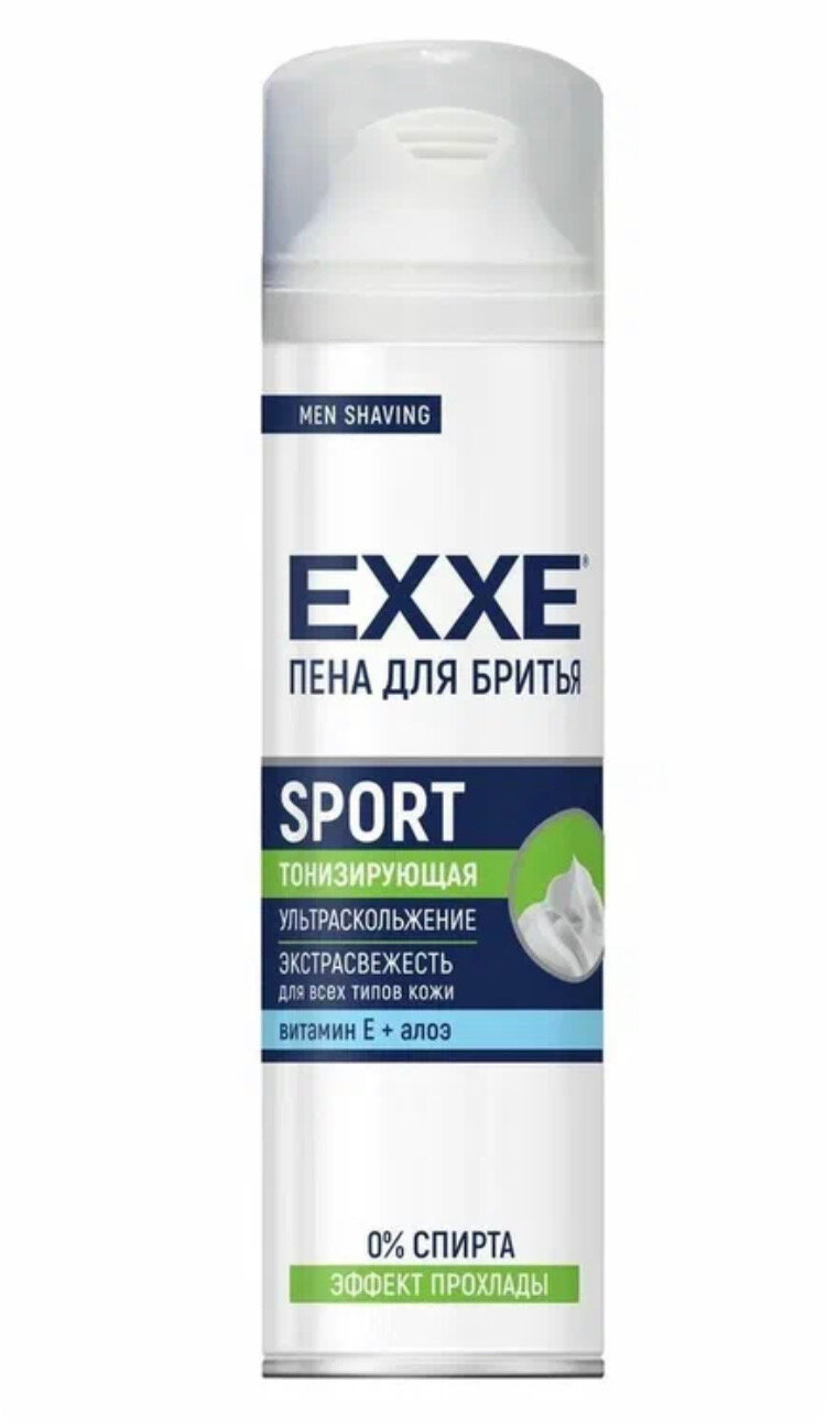 Пена для бритья EXXE "Sport", для всех типов кожи лица, без спирта, 200мл — фото 1