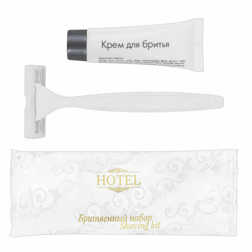 Бритвенный набор комплект 200 шт HOTEL крем для бритья станок саше флоупак 20001211 в наборе 1 компл 10420₽