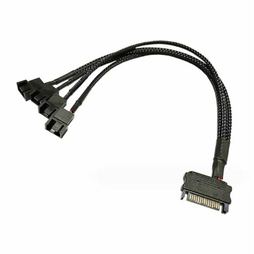 Переходник SATA - FAN 4pin (2 контакта) 1 в 4 разветвитель кулеров 4пин 27см fan pwm кабель удлинитель для вентилятора на 3x 4pin