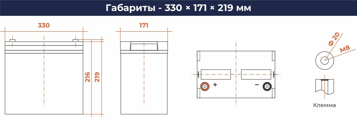 Карбоновый AGM аккумулятор AECO JPC12-100 (12 В / 100 Ач)