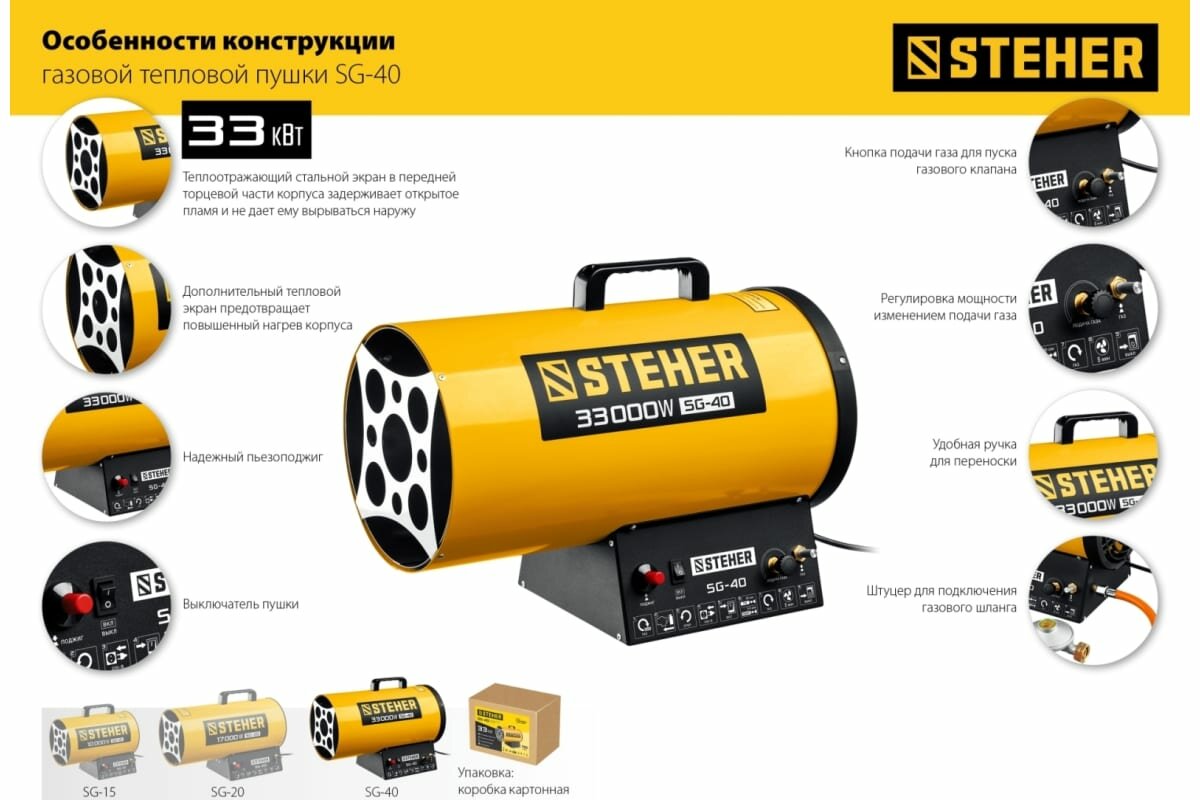 STEHER 33 кВт, газовая тепловая пушка (SG-40) - фотография № 3