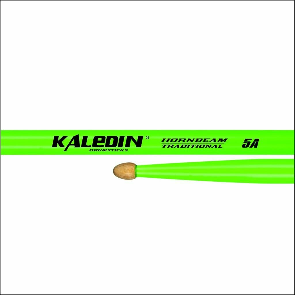 5A Барабанные палочки, граб, флуоресцентные ярко-зеленые, Kaledin Drumsticks 7KLHBGN5A