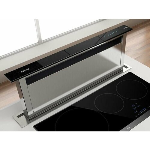 Встраиваемая в столешницу вытяжка Pando E-320 черное стекло ширина 90 см система АirLink мощность 503 м3час 3 варианта установки 26599000₽