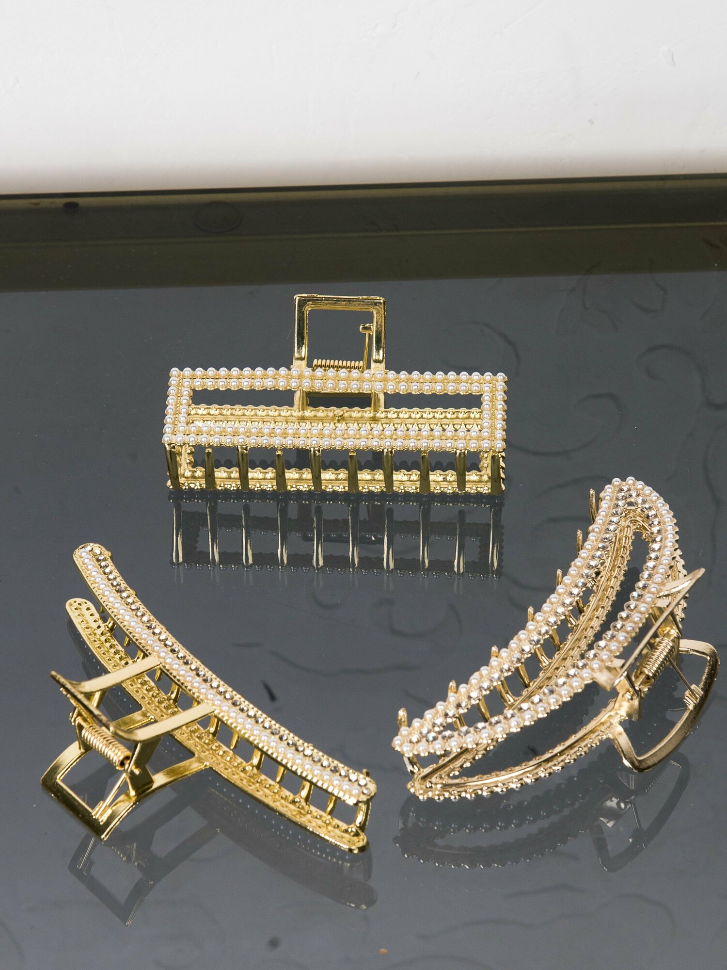 Крабик для волос с металлическими стразами — фото 1