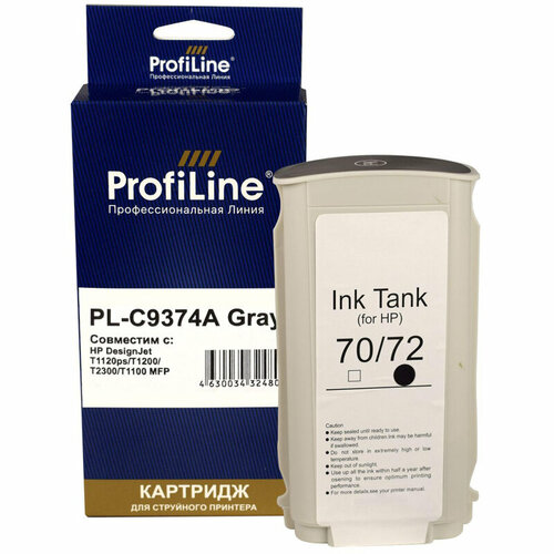 Картридж струйный ProfiLine C9374A №72 сер. для HP DesignJet T1120ps/T1200 картридж 72 для hp designjet t790 t795 t610 t770 t1300 t1100 c9374a profiline серый