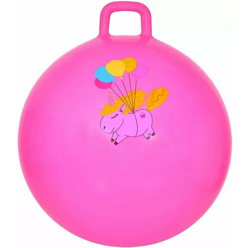 Мяч с ручкой 65 см розовый с Пони