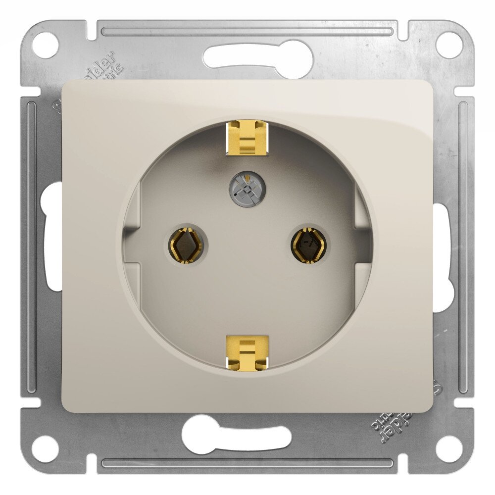 Розетка с заземлением 16А 250В механизм Systeme Electric (Schneider Electric) Glossa, молочный , 3 шт. - фото №1