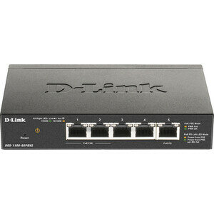 Коммутатор D-Link DGS-1100-05PDV2 5G 2PoE настр