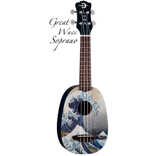 LUNA / США LUNA UKE GWS - укулеле, корпус 'pineaple', с чехолом, рисунок 'Большая волна' художника Хокусай paget r hokusai