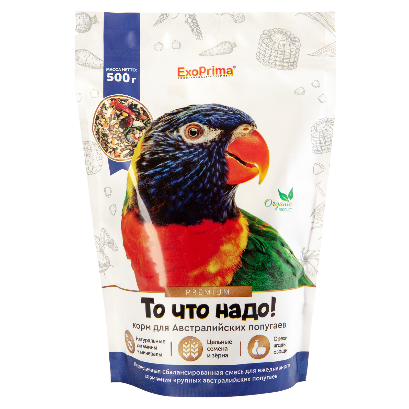 EXOPRIMA То что надо! Корм для Австралийских попугаев, 500г - фото №5