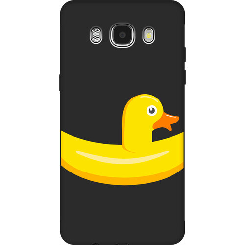 Матовый Soft Touch силиконовый чехол на Samsung Galaxy J5 (2016), Самсунг Джей 5 2016 с 3D принтом Duck Swim Ring черный чехол книжка на samsung galaxy j5 2016 самсунг джей 5 2016 с 3d принтом swan swim ring золотистый