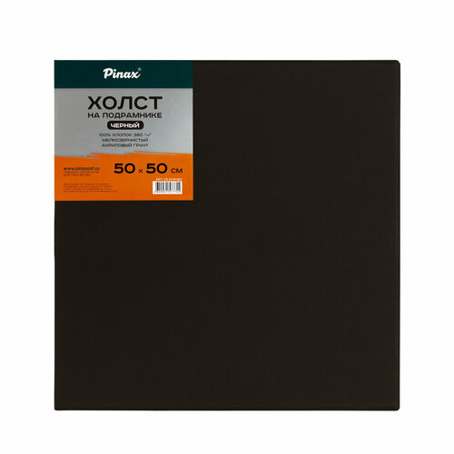 Pinax Холст на подрамнике, чёрный грунт, 100% хлопок 380г/м2 50х50см