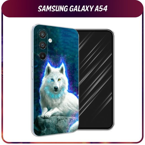 силиконовый чехол белая кошка с цветами на samsung galaxy a54 самсунг галакси a54 Силиконовый чехол на Samsung Galaxy A54 5G / Самсунг A54 Белоснежный волк
