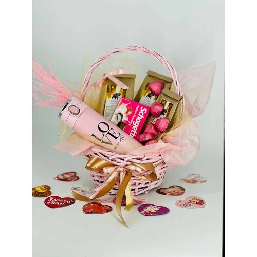 Чайный набор, подарок на день святого Валентина и 8 марта, чай, конфеты и термо-кружка