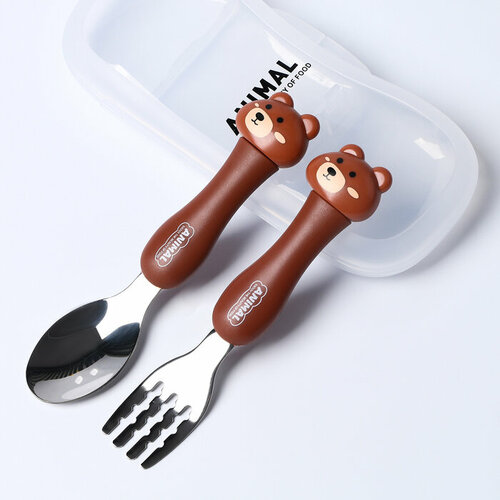 Набор детских столовых приборов в футляре Медвежата вилка ложка 765₽