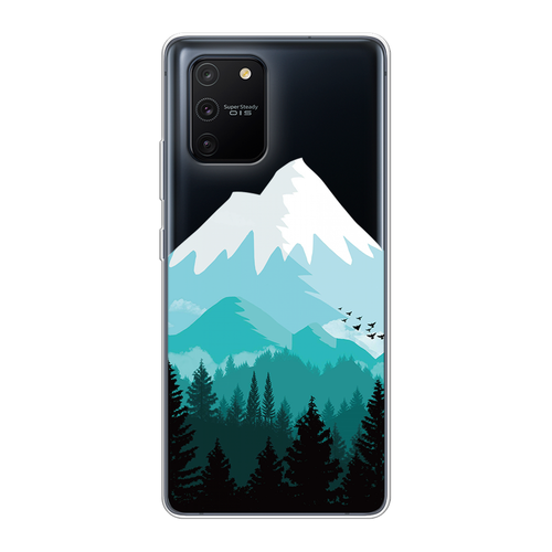 Силиконовый чехол на Samsung Galaxy S10 Lite/A91 / Самсунг S10 Lite/Самсунг A91 Синяя снежная гора, прозрачный