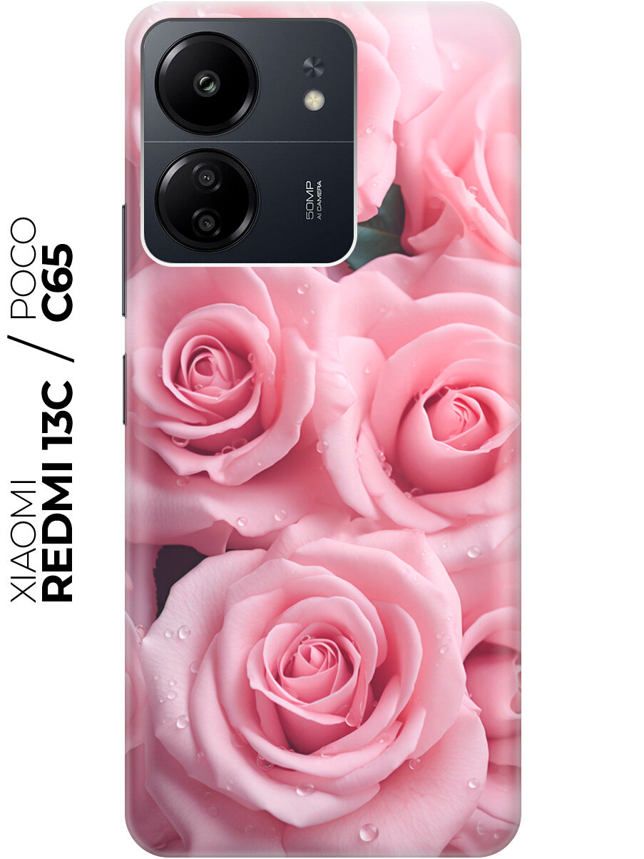 Силиконовый чехол на Xiaomi Redmi 13C / Poco C65 / Сяоми Редми 13С / Поко С65 с рисунком "Букет роз"