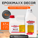 Эпоксидная смола для столешниц EpoximaxX DECOR прозрачная и отвердитель без запаха, слой до 4 см, для заливки и ремонта - изображение