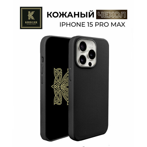 Чехол-накладка Krieger для Apple iPhone 15 Pro Max Leather c MagSafe Черный