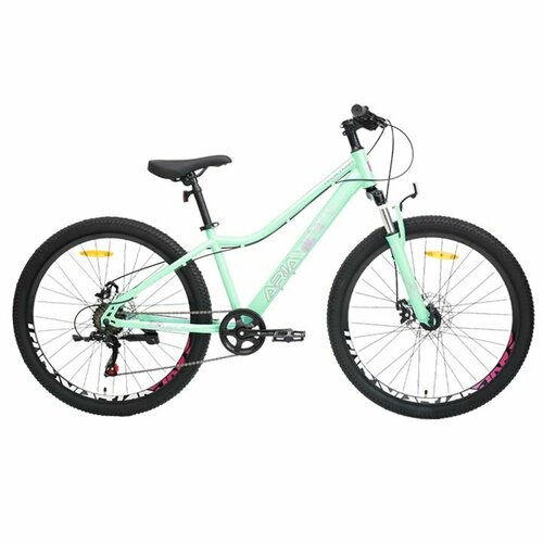 фото Велосипед горный женский tech team 26" aria 14" (2024) бирюзовый / 7 скоростей / shimano / дисковые тормоза / для девочки / для подростка белый techteam