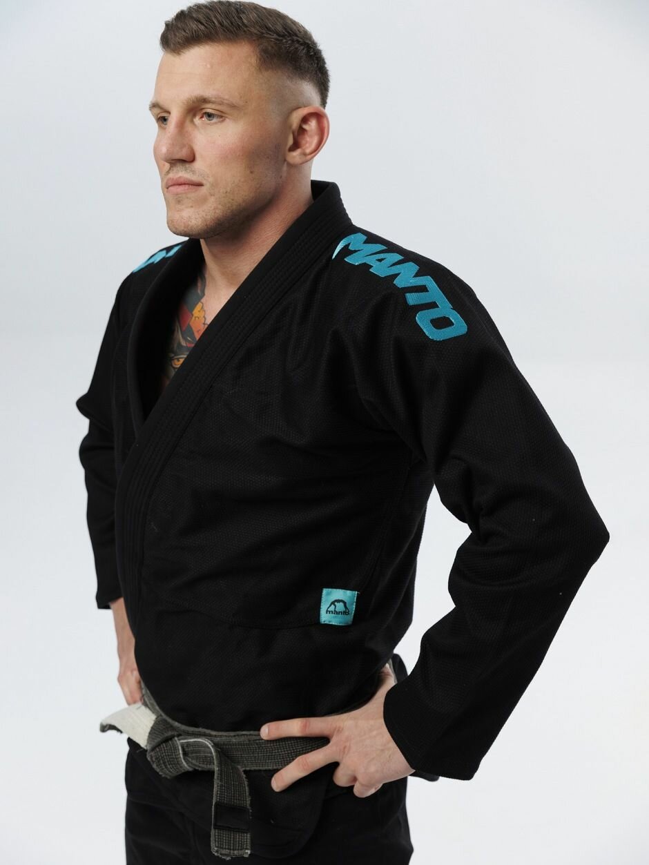 Кимоно Ги мужское для бразильского джиу джитсу BJJ для БЖЖ Manto X5 - Black/Ferozi (A1)