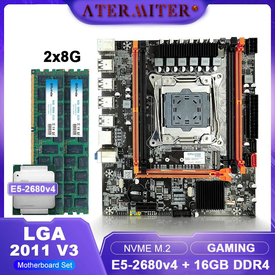 Комплект материнская плата Atermiter X99H + Xeon 2680V4 + 32GB DDR4 ECC REG