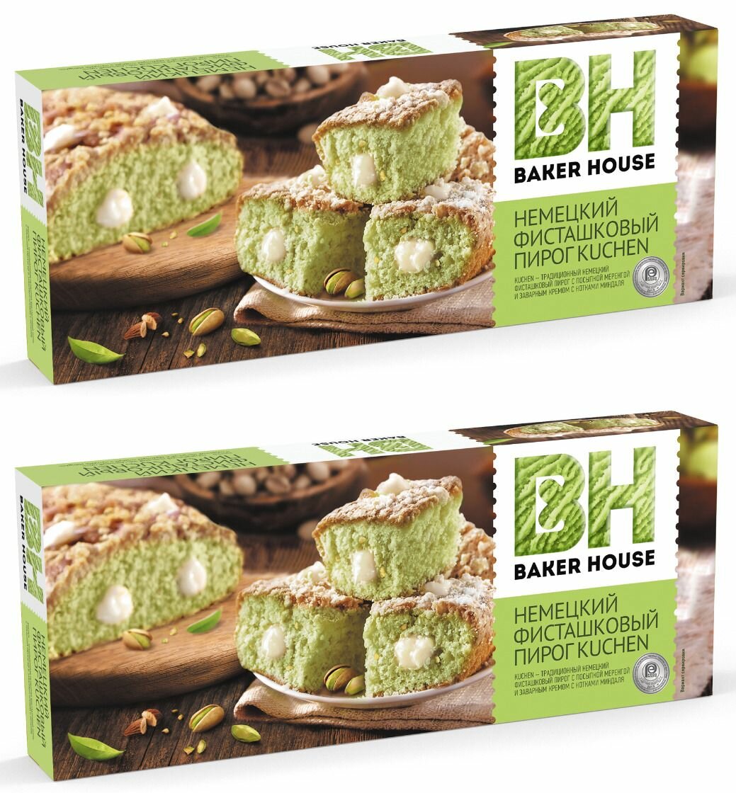 Baker House Пирог Kuchen Фисташковый бисквитный, 350 г, 2 уп