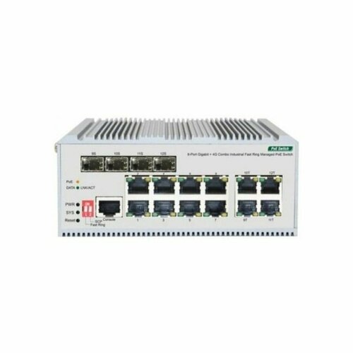 Коммутатор ORIGO Managed L2 Industrial Fast Ring Switch 8x1000Base-T 4x1000Base-X SFP Surge 4KV -40 to 75C 2781300₽