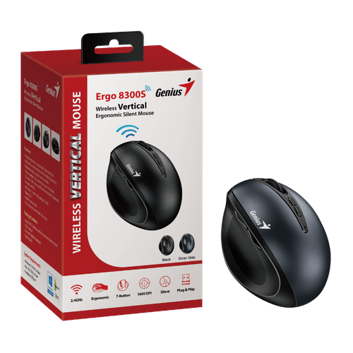 Мышь беспроводная Ergo 8300S серая Iron Grey вертикальная эргономичная бесшумная мышь с подставкой для большого пальца 179000₽