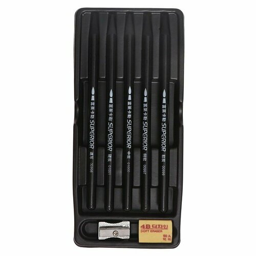 Карандаши цельнографитные черные 5 штук ластик точилка wcp-5 527₽