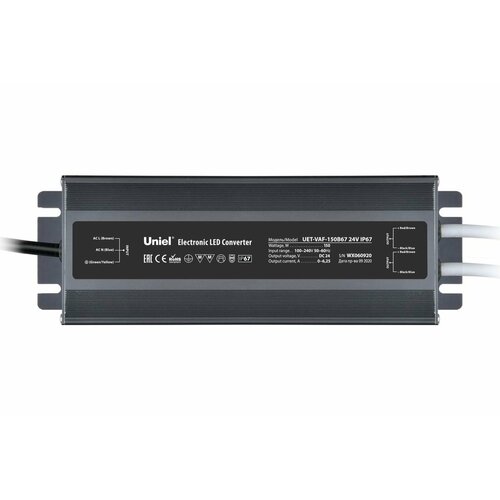 Блок питания Uniel 24V 150W IP67 6,3A UET-VAF-150B67 24V IP67 UL-00007578