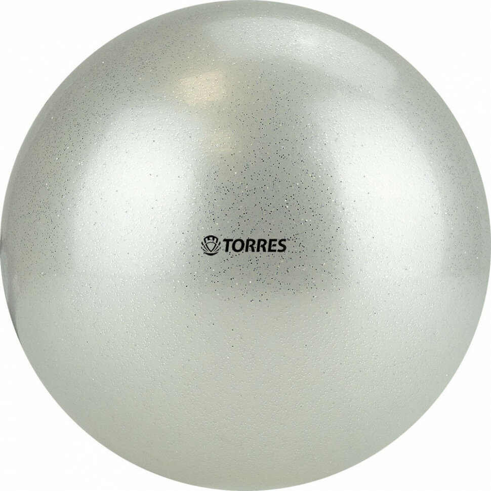 Мяч для художественной гимнастики TORRES AGP-15-07, 15 см, ПВХ, жемчужный с блестками
