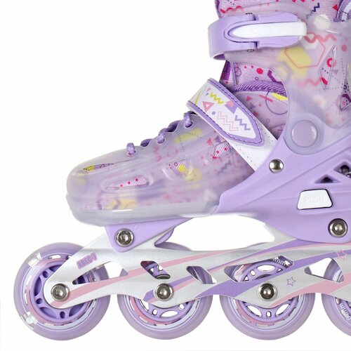 Роликовые коньки раздвижные COMIRON S PU колеса 31-34 сиреневые 3300₽