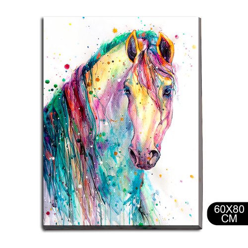 Картина интерьерная на холсте красочная лошадь животные акварель - 122 В 80x60 1690₽