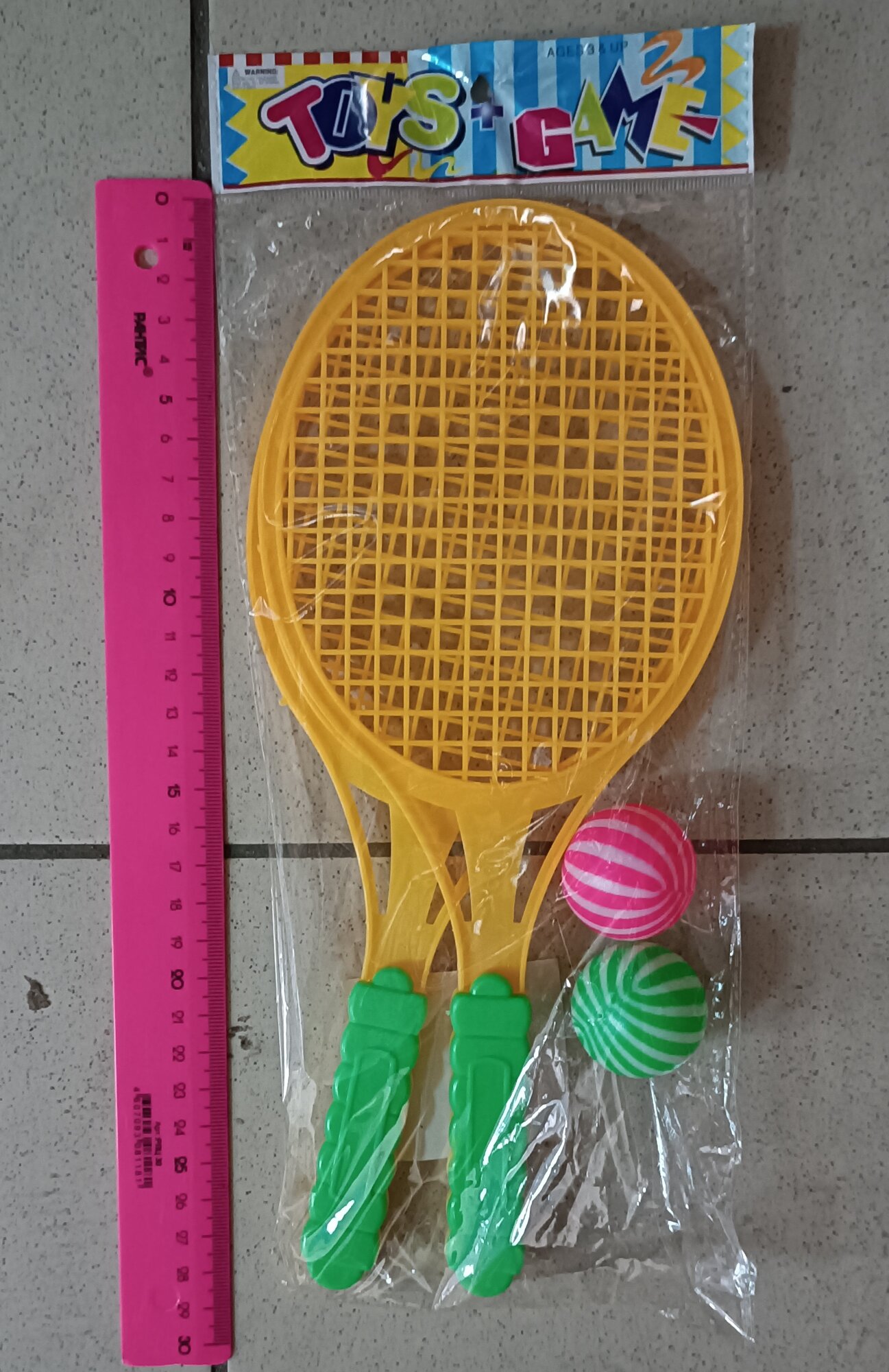 Детские пластиковые ракетки с мячиками, 28см