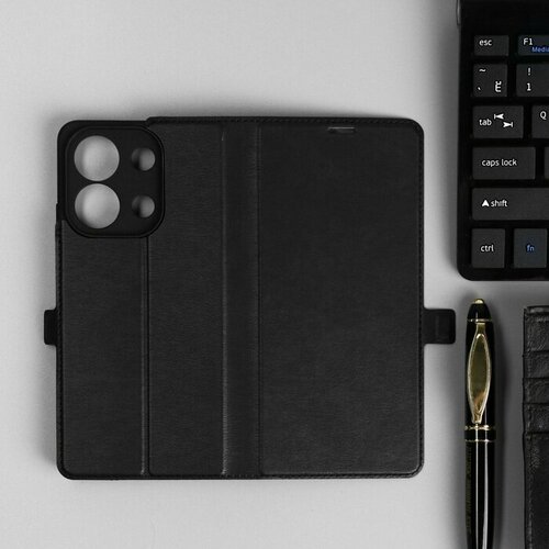 Чехол-книжка BoraSCO Book Case для Xiaomi Redmi Note 13 4G, черный luxury leather wallet flip case for on xiaomi redmi note 9 pro max 8t 8 7 k30 pro zoom 8a 7a case stand book cover fundas capa
